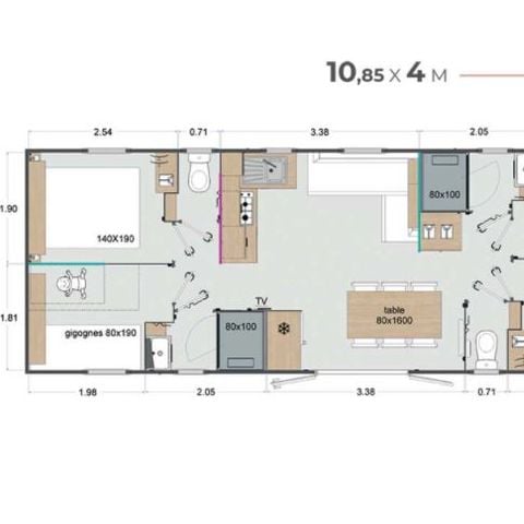 Stacaravan 8 personen - QUATRO - 4 slaapkamers