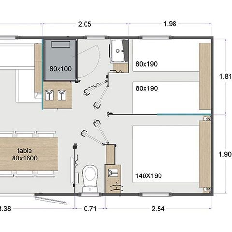 Stacaravan 8 personen - QUATRO - 4 slaapkamers