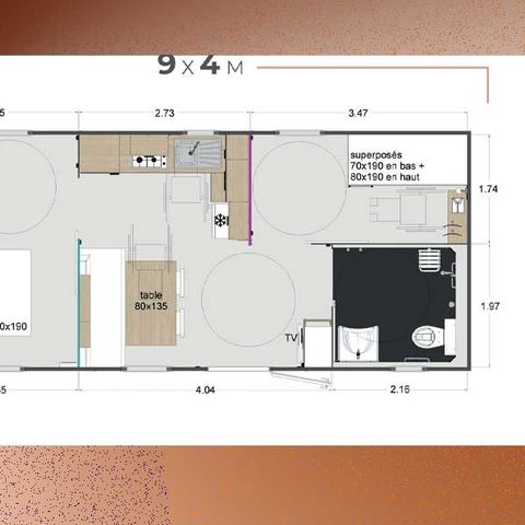 MOBILHOME 4 personas - LODGE PMR TV 4 personas 4 personas