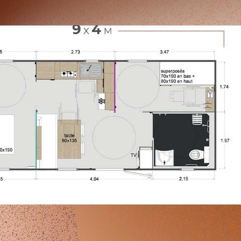 MOBILHOME 4 personnes - LODGE PMR TV 4 personnes 4 pers