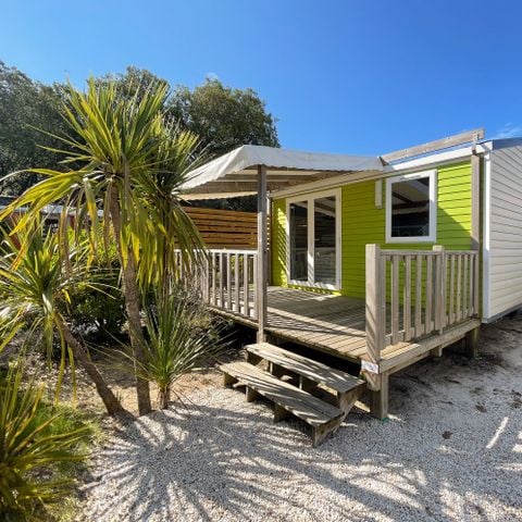 MOBILHOME 2 personnes - Cottage CAHITA - 18 m² - terrasse bois semi-couverte - 1 chambre 1/2 pers