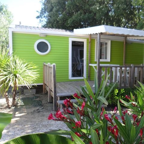 Mobilheim 4 personen - Cottage LITCHI - 26m² - halbüberdachte Holzterrasse - 2 Zimmer 4 pers.