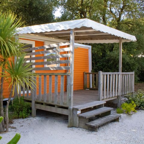 Mobilheim 4 personen - Cottage LITCHI - 26m² - halbüberdachte Holzterrasse - 2 Zimmer 4 pers.