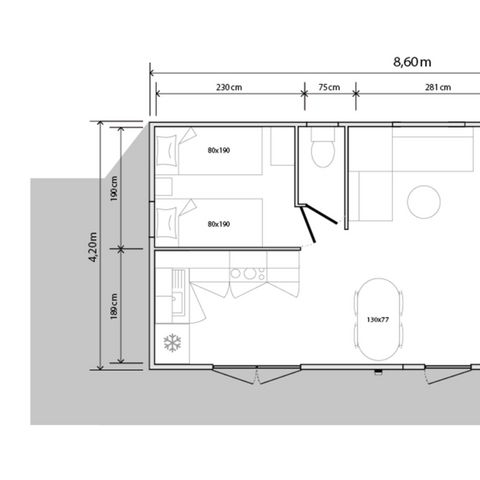 STACARAVAN 4 personen - PREMIUM "TERRE et DUNE" - 32m² - overdekt terras 19m²- 2 kamers - Nieuw voor 2024