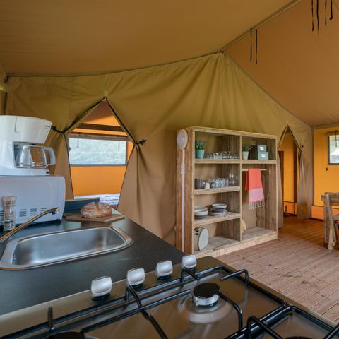 Canvas and wooden tent 6 persons - Woody lodge 2 bedrooms without sanitary facilities