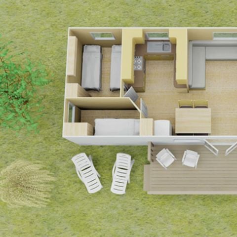Mobilhome 8 personnes - Homair mobil homes au camping La Guyonnière Classic XL | 3 Ch. | 6/8 Pers. | Terrasse surélevée