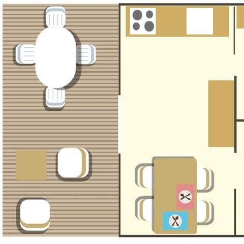 Safarizelt 6 Personen - Woody Lodge, Klimatisiert - 2 Schlafzimmer