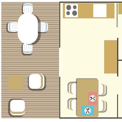 Tente en toile et en bois 6 personnes - Woody Lodge, Climatisé - 2 chambres