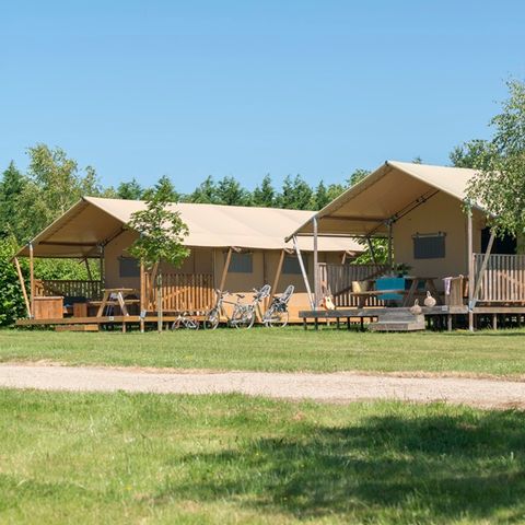 Canvas and wooden tent 6 persons - Woody Lodge, Air-conditioned - 2 bedrooms