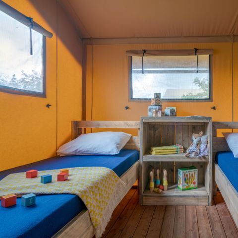 Tente en toile et en bois 6 personnes - Woody Lodge, Climatisée - 3 chambres