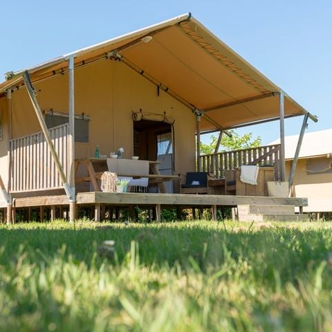 Tente en toile et en bois 6 personnes - Woody Lodge, Climatisée - 3 chambres