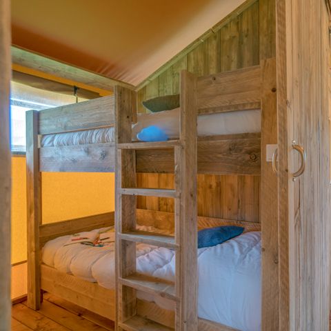 Tente en toile et en bois 6 personnes - Woody Lodge, Climatisée - 3 chambres