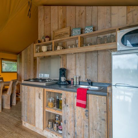 Tente en toile et en bois 6 personnes - Safari Lodge, 6p Climatisée