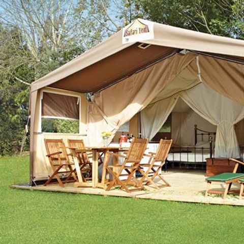TIENDA DE LONA Y MADERA 6 personas - Safari Tent | Safari Tent | 2 Dormitorios | 5/6 Personas | Terraza Individual
