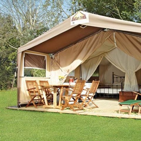Tente en toile et en bois 6 personnes - Tente Safari | Tente Safari | 2 Ch. | 5/6 Pers. | Terrasse simple
