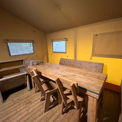 TIENDA DE LONA Y MADERA 5 personas - tienda albergue con instalaciones sanitarias SAINT JEAN