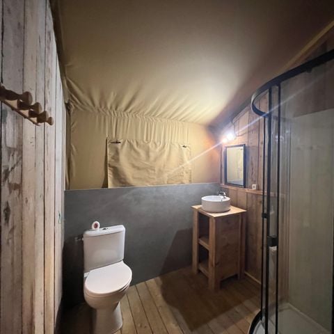 TIENDA DE LONA Y MADERA 5 personas - tienda albergue con instalaciones sanitarias SAINT JEAN