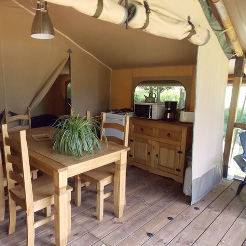 Tente en toile et en bois 5 personnes - Grande Lodge Nature et Luxe sans sanitaires