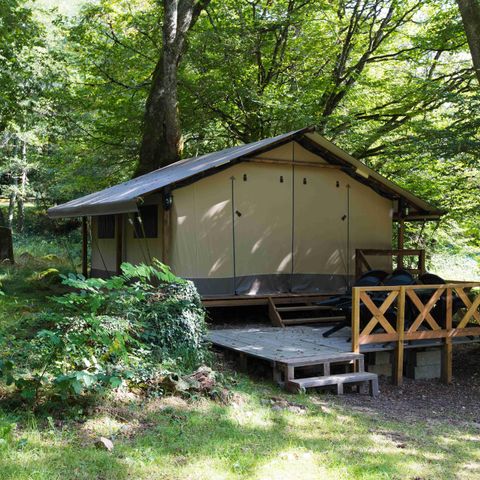 Tente en toile et en bois 5 personnes - Grande Lodge Nature et Luxe sans sanitaires