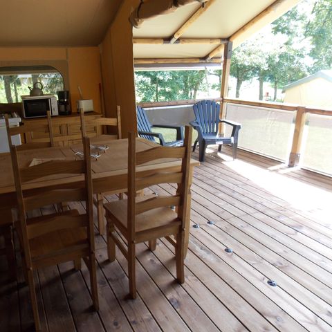 Tente en toile et en bois 5 personnes - Grande Lodge Nature et Luxe sans sanitaires
