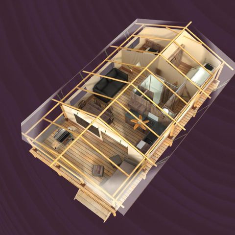 TIENDA DE LONA Y MADERA 7 personas - Albergue Grand Confort