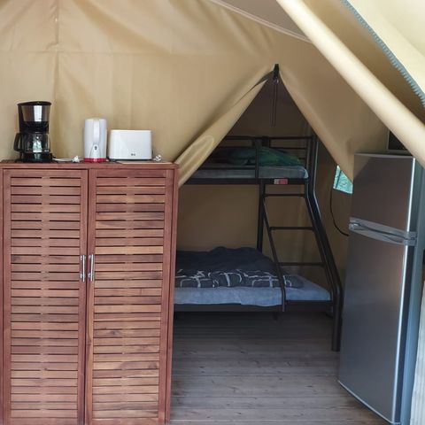 Tente en toile et en bois 4 personnes - Lodge sur pilotis Confort+ 30m² - Sans sanitaires
