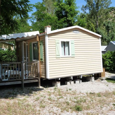 Mobilheim 2 Personen - Komfort 18m² (1 Zimmer) + halbüberdachte Terrasse