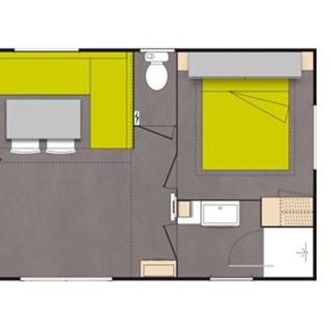 Mobilhome 5 personnes - Mobil-home Confort 29m² (2 chambres ) + Terrasse couverte + Clim