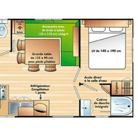 Mobilhome 6 personnes - Mobil-home Family Confort 32m² (3 chambres) + Terrasse couverte + Clim