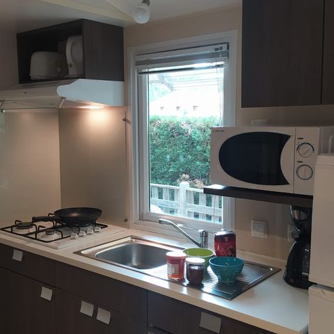 Mobilheim 6 Personen - Family Confort 32m² (3 Zimmer) + Überdachte Terrasse + Klimaanlage