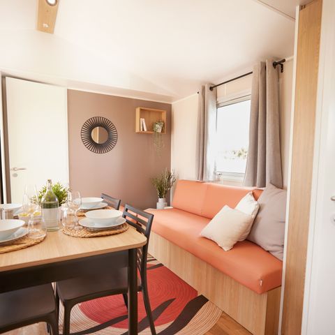 Stacaravan 6 personen - NEST 33 LUXE- 3 slaapkamers Airconditioning + TV