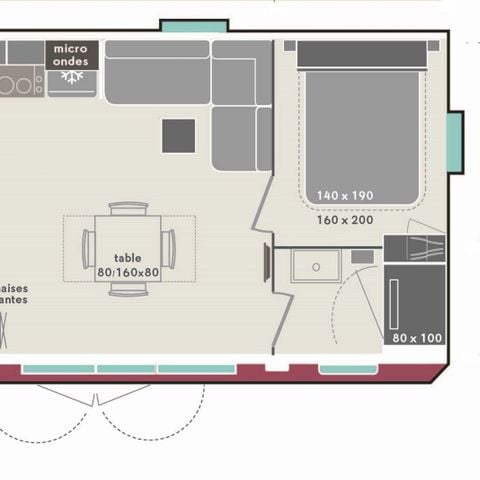 Mobilheim 6 Personen - Cottage Brasilia 6 pers 3 Schlafzimmer 1 Badezimmer ***
