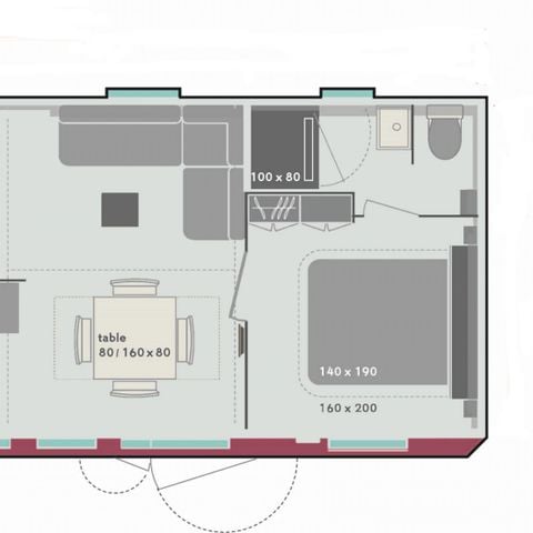 Mobilheim 6 Personen - Cottage Casablanca 6 pers 3 Schlafz. 2 Bad ****