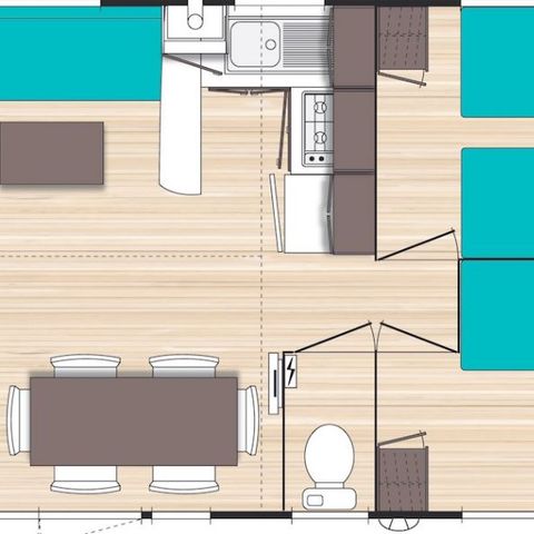 Mobile home 6 persons - Classic mobile home with covered terrace 3bed 6p