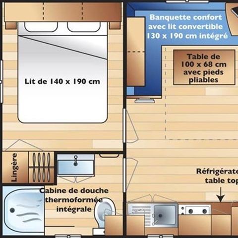 Stacaravan 2 personen - Eco 1bed 2 personen