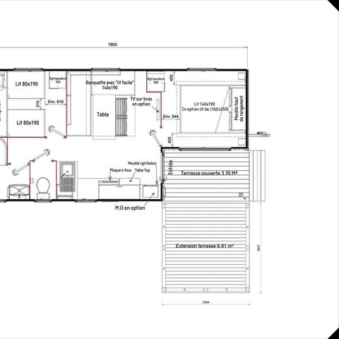 MOBILHOME 4 personnes - Mobil-home Classique 2ch 4p terrasse semi-intégrée