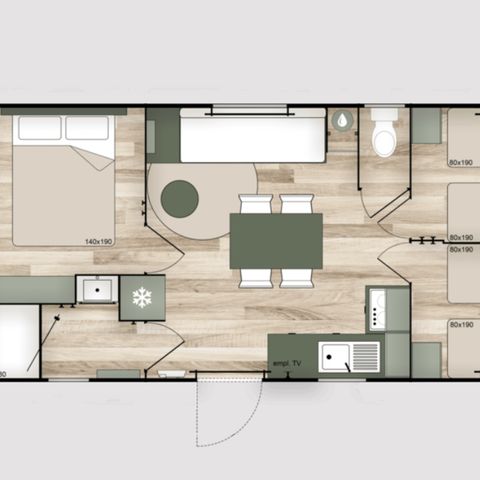 BUNGALOW 6 personnes - Mobil-home Trigano climatisé 3 chambres