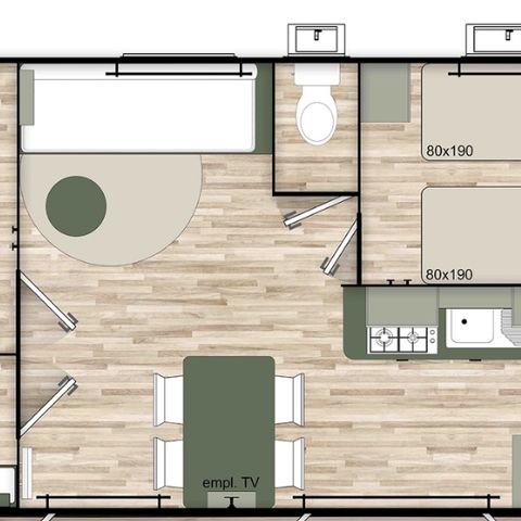 BUNGALOW 4 personnes - Mobilhome Triga 2 chambres
