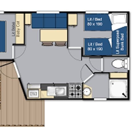 MOBILHOME 4 personnes - MH Eden Loire 2ch 4 pers