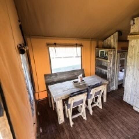 Tente en toile et en bois 4 personnes - Tente Lodge 3 Pièces 4 Personnes