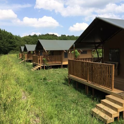 Tente en toile et en bois 4 personnes - Tente Safari 3 Pièces 4 Personnes