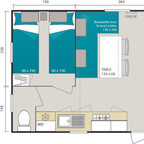 Casa mobile 4/5 persone - Soleggiato 27 m² - 2 letti - TV
