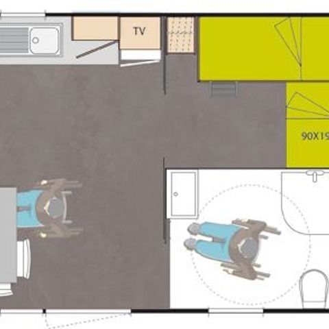 BUNGALOW 5 personnes - Life PMR 32 m² (2ch - 4/5 pers) + TV + LV