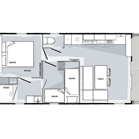 Stacaravan 4 personen - Stacaravan LIVING - 28m² - Frankrijk