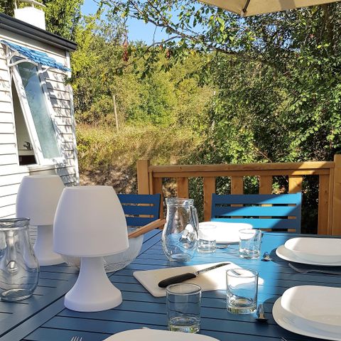 BUNGALOW 8 personnes - MH4 COTTAGE TRIBU 52.6 m² (2 Mobil-homes face à face avec terrasse commune)
