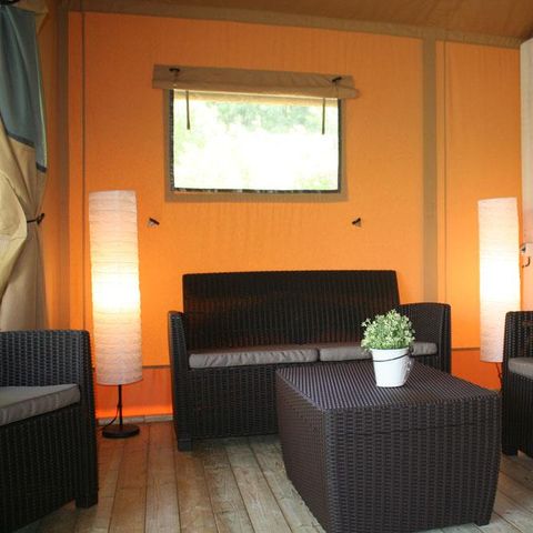 Tent van canvas en hout 5 personen - VIP LODGE 55 m²