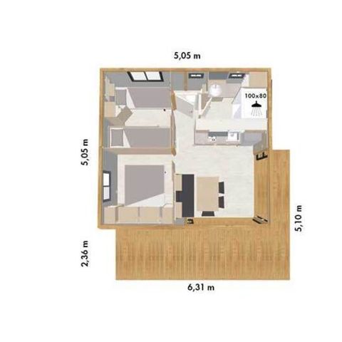 Chalet 4 persons - Cottage Premium 2 Bedrooms 4 People