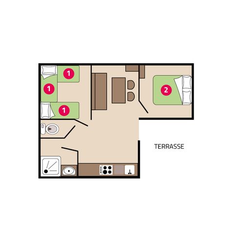 MOBILE HOME 5 people - Loggia sleeps 5 (4 adults + 1 child)