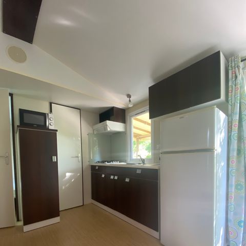 Mobilheim 6 personen - 3 Schlafzimmer - halbüberdachte Terrasse