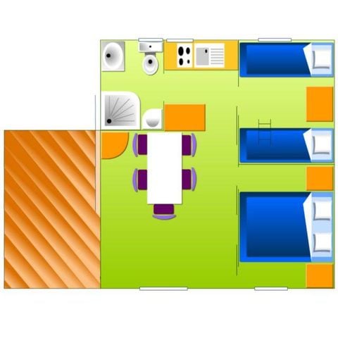 CHALET 5 persone - CONFORT MOREA 25m² 2 camere da letto - Terrazza coperta